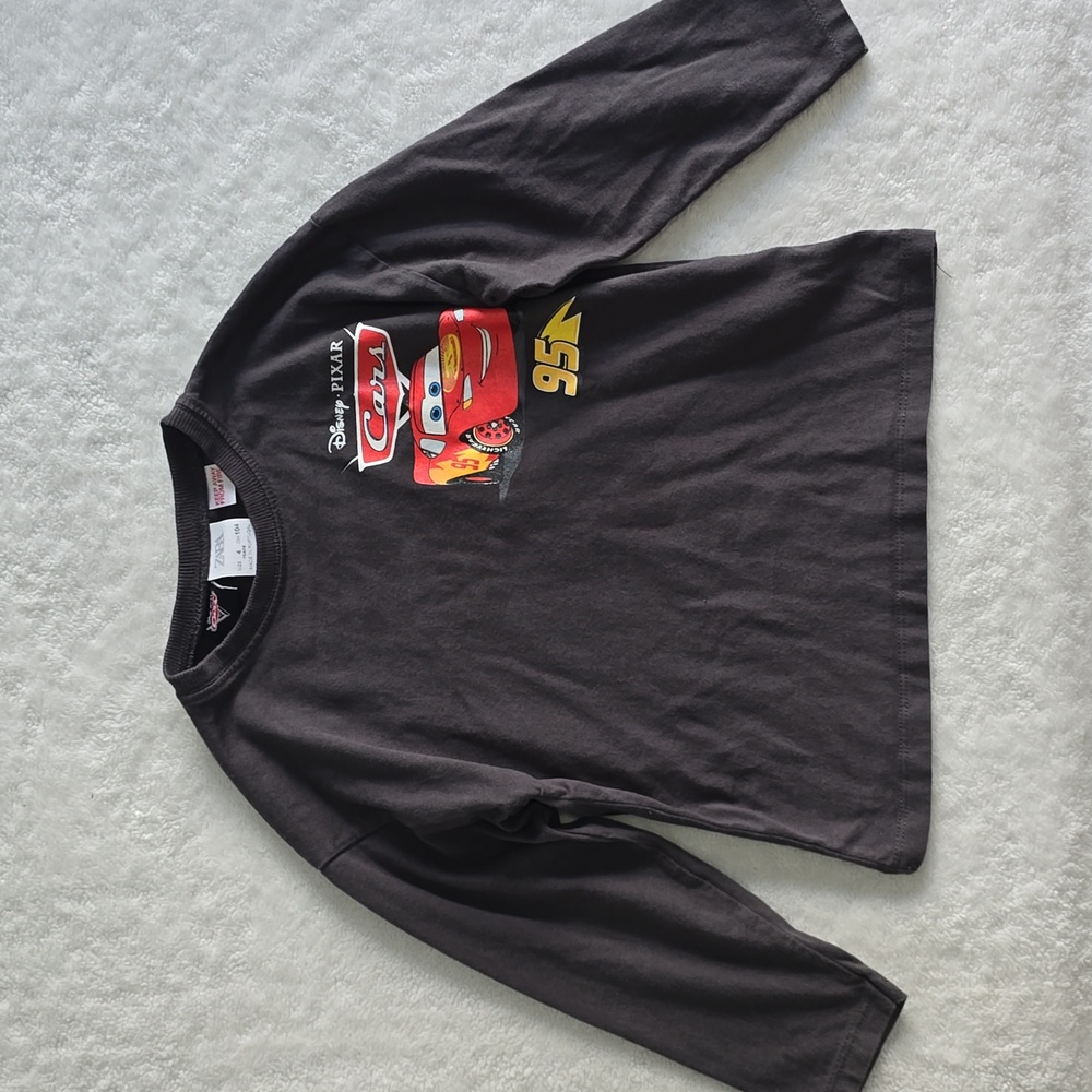 Zara Kids Long Sleeve Tee - Black with Cars Lightning Mcqueen Design - Picture 2 of 13